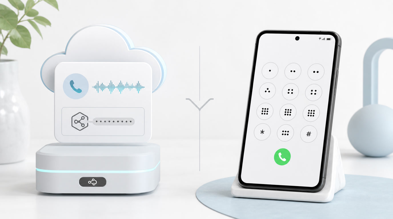 AI 智能体通过 MCP 云端电话服务和 FoneClaw Android 拨号器呼叫联系人的流程对比图