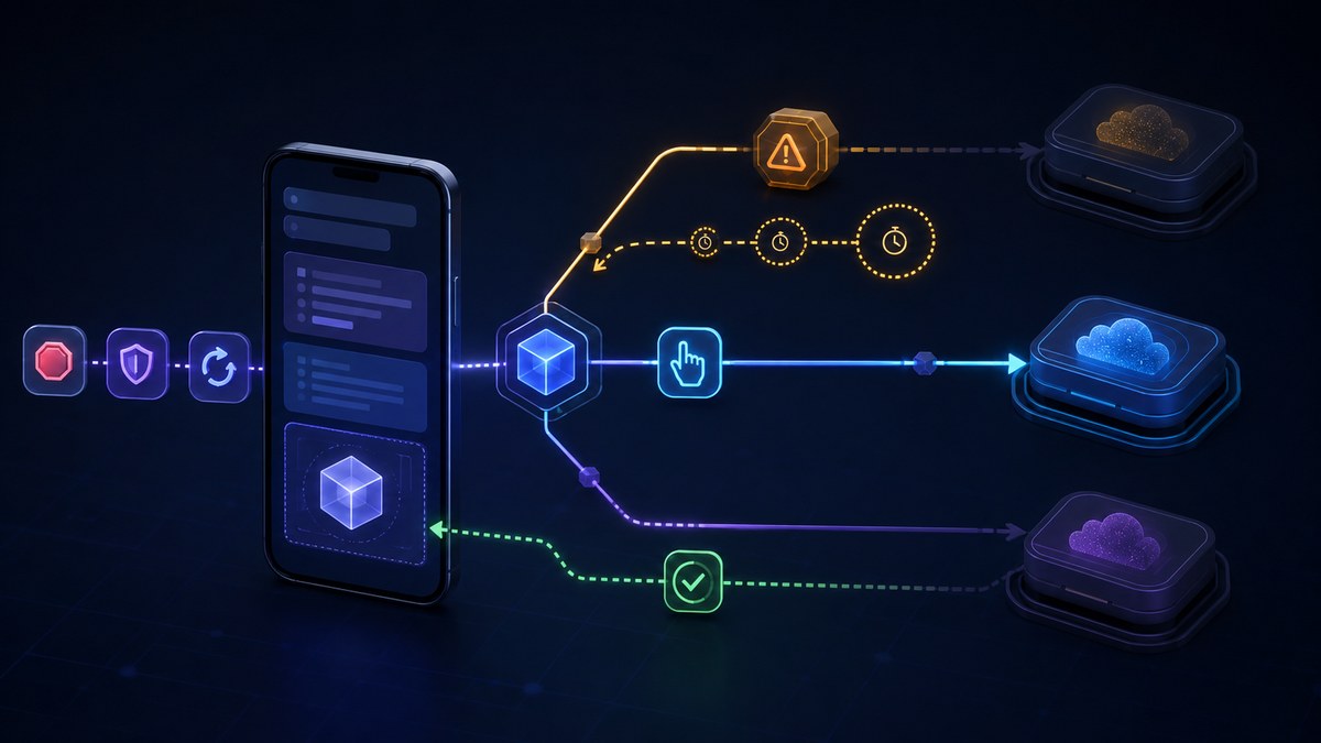 Android AI 助手在模型中断后检查任务状态、重试并恢复手机操作的流程示意图