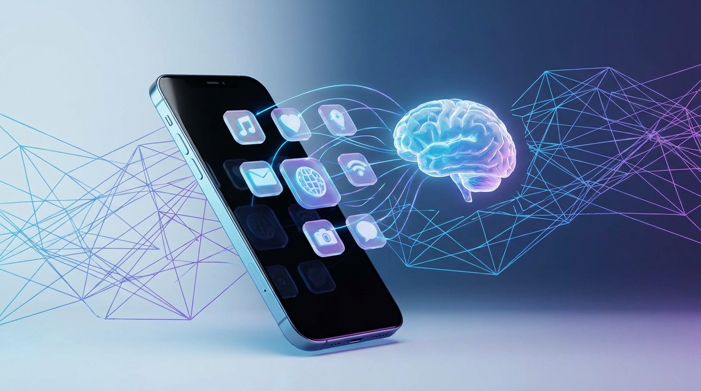 手机上的 AI agent 调用结构化应用动作的示意图