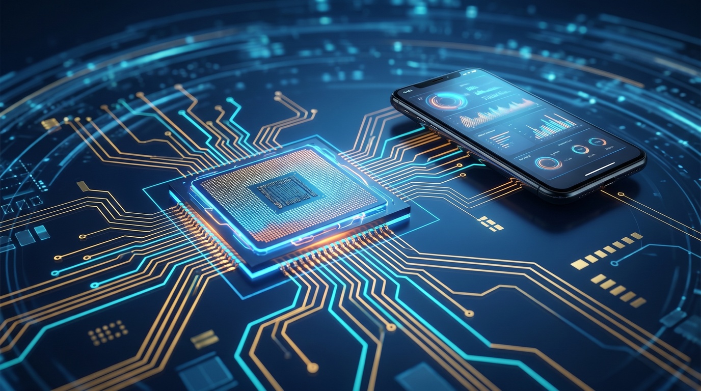数据中心 AI 硬件与 Android 手机 AI Agent 工作流的概念图