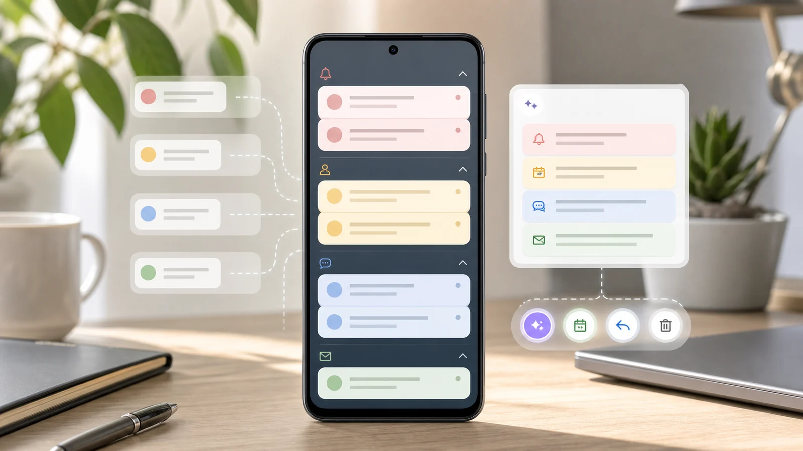 Android 手机上用 FoneClaw 汇总通知、划分优先级并选择可见后续动作