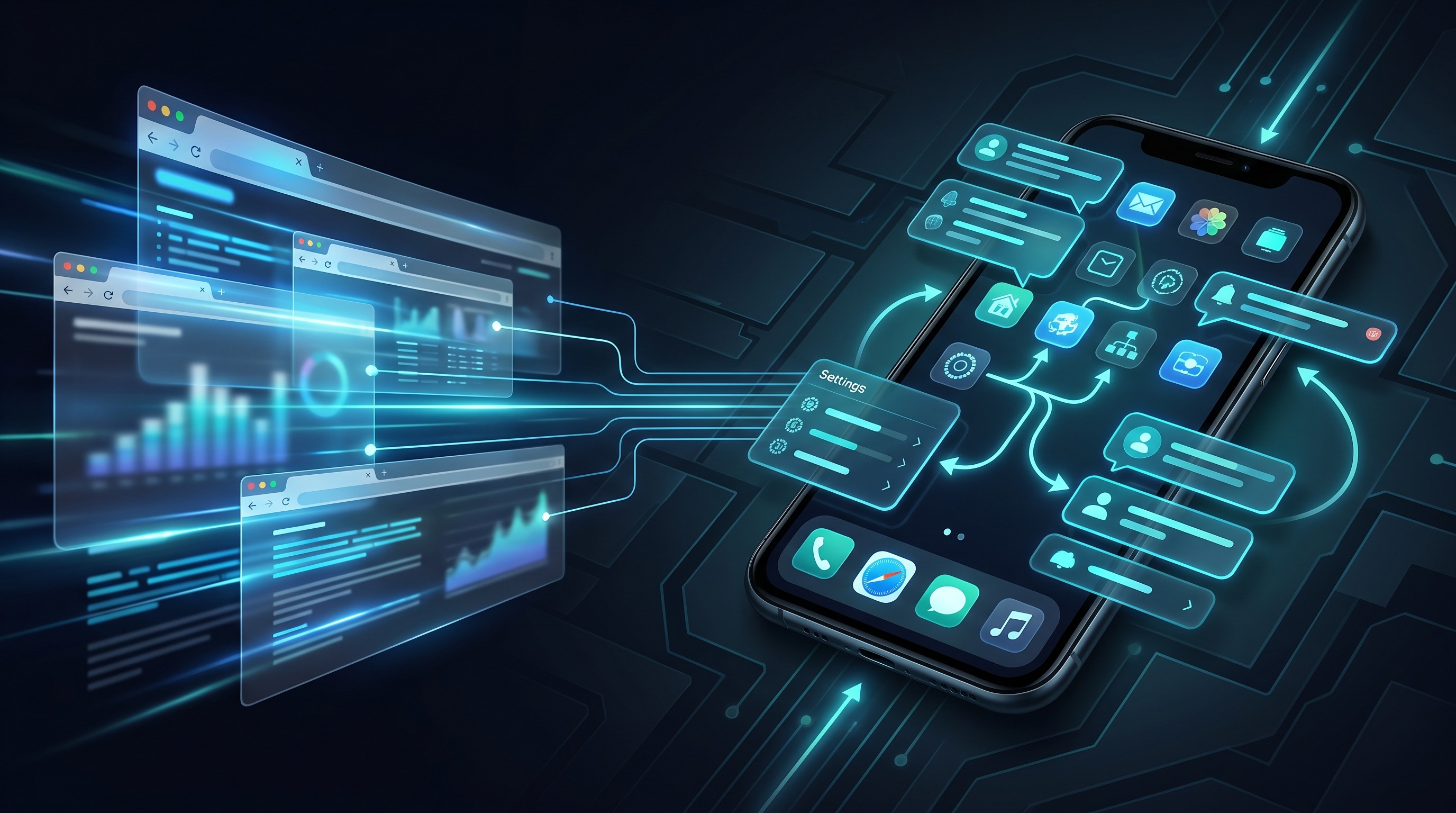 Comet AI 浏览器在 Android 手机上整理网页信息，并与 FoneClaw 手机智能体继续处理受支持安卓动作的流程示意图