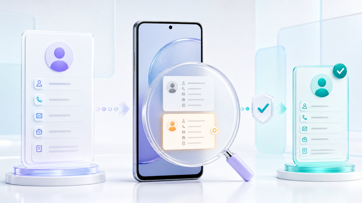 FoneClaw 在 Android 手机上提取联系人字段、检查重复项并等待用户确认后保存联系人